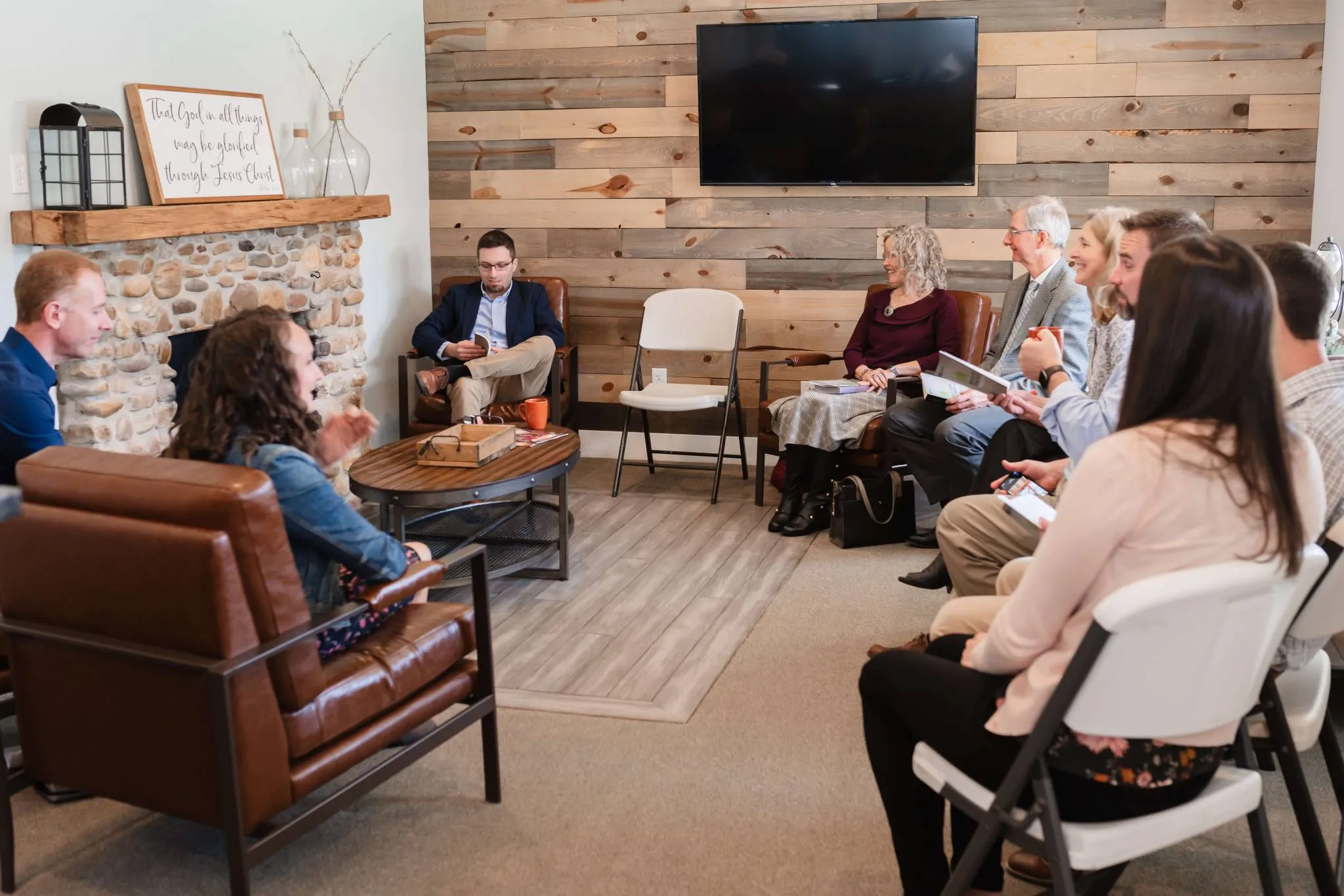 Group of people engaged in Bible study